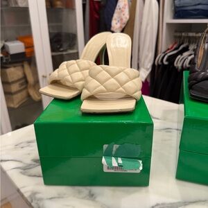 Bottega Veneta Quilted Cream Leather Slide Mules